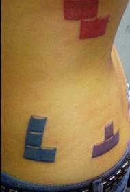 motif de tatouage drôle Tetris couleur côté taille