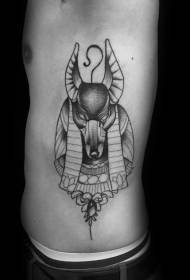 motivo tatuaggio idolo egiziano nero a coste laterali
