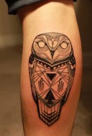 ხბოს მრგვალი ტიპის Owl შავი ხაზის tattoo ნიმუში