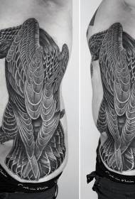 costelas laterais muito bem preto e branco padrão de tatuagem de águia