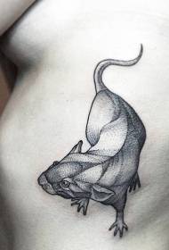 side rib carving stil svart stor mus tatoveringsmønster