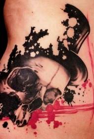 waist side hat skull tattoo pattern