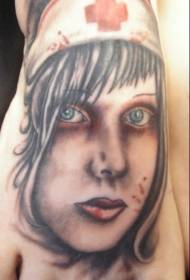 nurse portrait color tattoo pattern