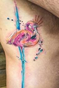 midjesida målade stora flamingo tatuering mönster
