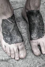Instep гравура стил црно дрво прачка годишна шема на тетоважа на прстен