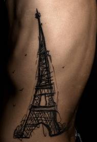 letheka le letšo le lelelele le benyang liemahale tsa tattoo tsa Eiffel