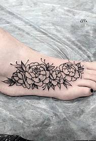Instep Ευρωπαϊκό και Αμερικανικό Peony Flower Tattoo Pattern