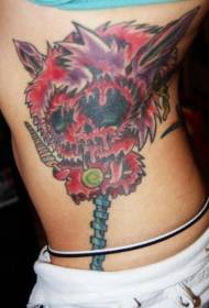 obraz tatuażu puszysta czerwona czaszka