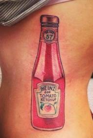 側肋彩色番茄醬瓶紋身圖案