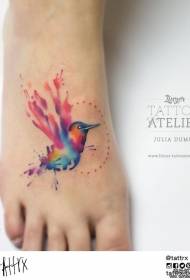 Instep rangi Splashing muundo hummingbird tattoo