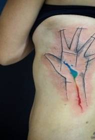 costole laterali astratte punto a mano schizzo a schizzi di inchiostro modello tatuaggio