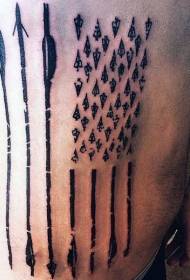costola laterale nera tatuaggio diverso stile freccia