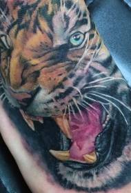 velmi jemný malovaný řvoucí tygr tetovací vzor 113216 - nárt roztomilé barevné lemur listy Tattoo vzor
