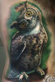 side rib color realistic owl tattoo pattern