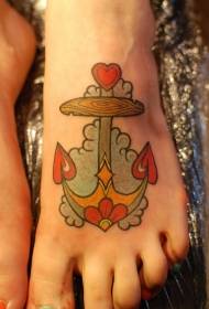 pakāpiena krāsas sirds formas formas enkura tetovējums