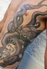 samec pasu čierna šedá realistické chobotnice tetovanie vzor
