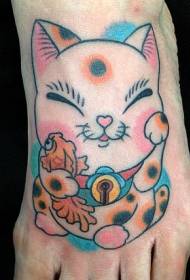 발등 잘 생긴 애니메이션 미소 트릭 고양이 오징어 문신 패턴