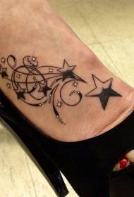 peito do pé feminino preto estrela de cinco pontas videira tatuagem imagens