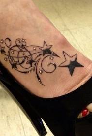 foto tatoo fanm ki gen pwent zetwal nwa ki gen senk pwenti