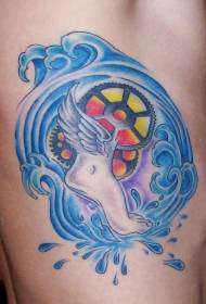 midja tatuering mönster sida vattenhjul