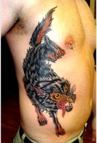 Patrón de tatuaxe de lobo en cintura de cor Nova Escola