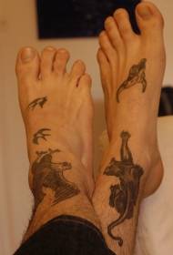 Instep Grey Eagle and Lion Tattoo Pattern