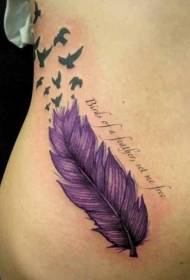 oldalsó borda bolyhos lila madár madár tetoválás minta
