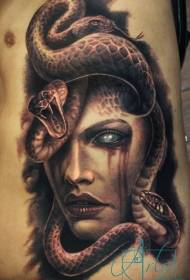 Modello di tatuaggio serpente donna misteriosa spaventoso lato vita
