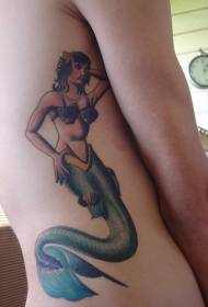pas strani barvni mermaid tatoo vzorec
