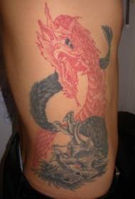 サイドリブ2つの赤と黒のドラゴンのタトゥーパターン