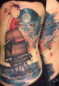 duav ib sab xim loj Sailing hli tattoo txawv