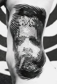 странично ребро черно-бяло хипнотичен декоративен модел татуировка