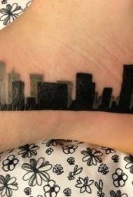 modello di tatuaggio piede nero semplice paesaggio urbano