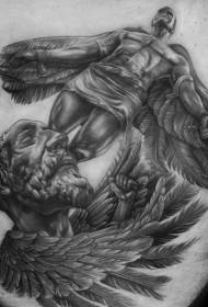 mage svart Icarus og Daedalus portrett tatoveringsmønster