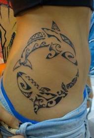 waist tribal style dolphin tattoo pattern