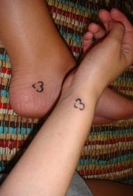 Couple's simple torn love tattoo pattern