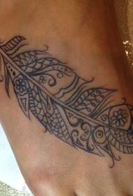 modello femminile del tatuaggio della linea di piuma del vento indietro del piede femminile
