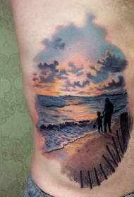 sidoribb söta kust med tatueringsmönster för far och son
