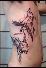 side rib svart ask skumle fugl tatoveringsmønster