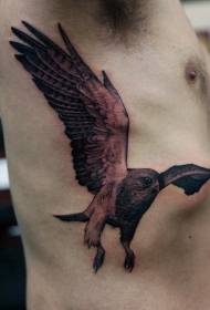 側肋詳細的彩色的飛鷹紋身圖案繪圖