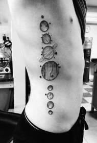 Säit Rippen Set vun einfache schwaarze Planéit Tattoo Musteren