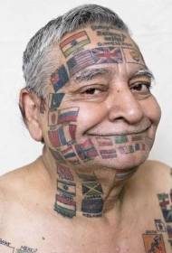το πρόσωπο των ανδρών τρελό χώρες Σημαία τατουάζ μοτίβο