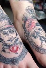 férfiak és nők portré tetoválás mintázat a lépcsőn