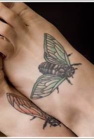 Поднимите цвет реалистичный образец татуировки мух