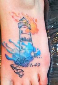 Рақамҳои ранги обии Instep бо намунаи Tattoo Lighthouse