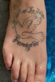 j нога италијански букви и гулаб тетоважа шема