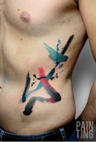 lato vita maschile Modello tatuaggio stile acquerello