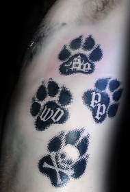 Côtes latérales grandes griffes de chien noires avec divers motifs de tatouage de symboles