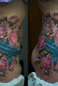 vidukļa jaunā stila ziedu un haizivju tetovējuma raksts