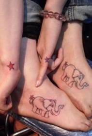 persoonlikheidspaar instepsterre en tatoeëringpatroon vir olifante